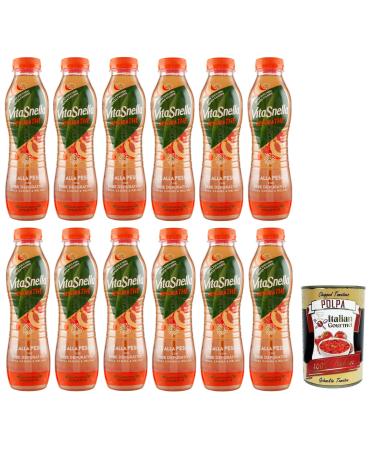 Italian Gourmet E.R. Vitasnella Depurath T alla Pesca peach iced tea with cleansing herbs rosehip and lemon balm sugar-free disposable PET 500 ml + Italian Gourmet Polpa di Pomodoro 400 g box