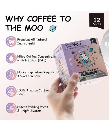 Nitro Cold Brew Coffee Concentrate Mix Pack (Keto, Collagen, Brain Support) - 12 Ct Single Serve Packets - Gluten-Free Medium Dark Roast Arabica Coffee - Trifacta Pack - 3 in 1 Starter Kit - Buy Online on GoSupps.com
