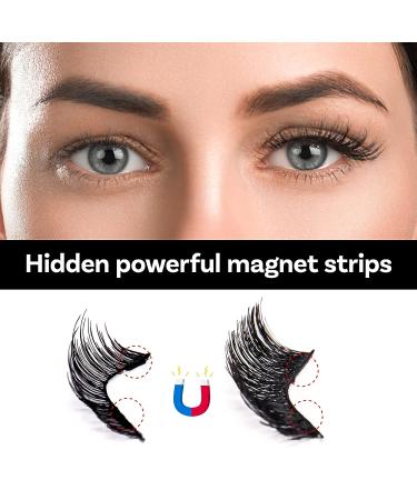 Dual Magnetic Reusable False Eyelashes Set - No Glue Needed | Soft 3D Fake Lashes Extension | Natural Look with Tweezers - 2 Pairs - Buy Online on GoSupps.com