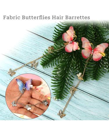 4 Pcs Tassel Butterfly Hair Clips - Fabric Butterfly Bobby Pins with Rhinestone Wings - Party Hair Accessories for Girls - Color_A - Buy Online on GoSupps.com