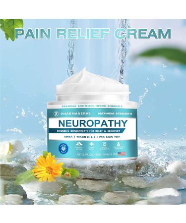 PHARMANERVE Neuropathy Nerve Relief Cream 3.4oz - Maximum Strength Formula with Arnica, Vitamin B6, Aloe Vera, MSM for Foot, Hand, Leg, Toe Pain Relief - Buy Online on GoSupps.com