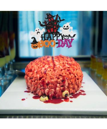Gyufise 1 Pack Happy Boo Day Cake Topper Glitter House Ghost Halloween Cake Decorations for Halloween Birthday Party Decorations - Buy Online on GoSupps.com