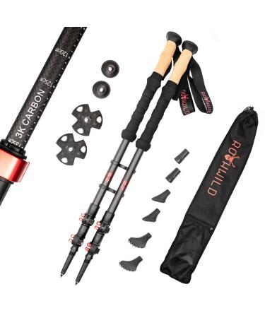 Rothwild hiking poles model Steinbock trekking poles made of carbon with cork handle for men and women length 105-135cm black - Buy Online on GoSupps.com