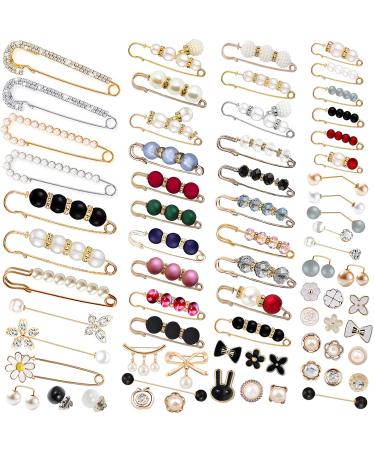 70 Pcs Brooch Pins Sweater Shawl Hat Clip Neckline Pins Double