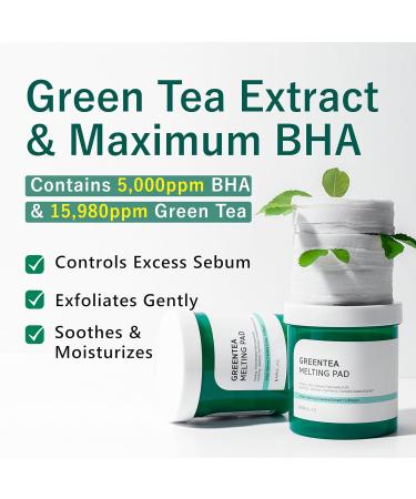 Green Tea BHA Melting Toner Pads with Centella Asiatica - 150 Pads for All Skin Types | Soothing Hydrating & Exfoliating Korean Skincare - Buy Online on GoSupps.com