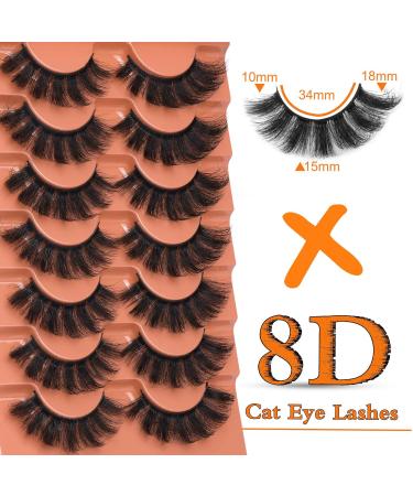 False Mink Lashes 18mm D Curl Russian Strip Eye Lashes by GODDVENUS B-thick - 7 Pairs of Full Wispy Fluffy Fake Eyelashes with Cotton Band - Short Cat Eye Extensions Alternative - Buy Online on GoSupps.com