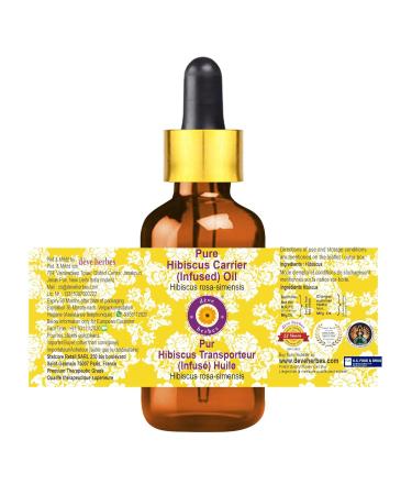 Pure Hibiscus Carrier Oil with Glass Dropper - 100ml | d ve herbes - Infused Hibiscus rosa-sinensis for Skincare & Haircare - Buy Online on GoSupps.com