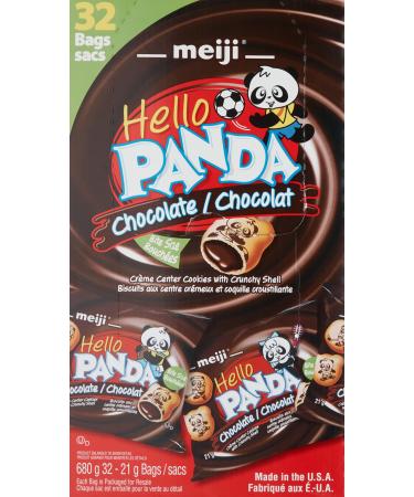 Meiji Hello Panda Chocolate Cr me Center Cookies with Crunchy Shell Box of 32