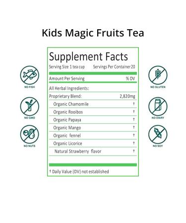 Organic Kids Immunity Tea for Better Sleep & Digestion - Fruits Flavor - USDA Organic & Caffeine-Free - 20 Count (1 Pack) - Buy Online on GoSupps.com
