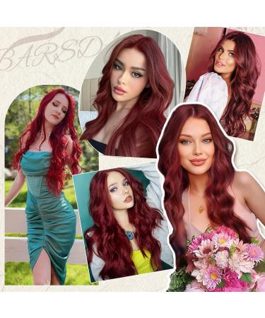 Buy BARSDAR Long Wavy Red Wig - 66cm Middle Parting Curly Lace Front - Heat-Resistant Synthetic Hair for Women | Perfect for Daily Party Cosplay & Halloween - Buy Online on GoSupps.com
