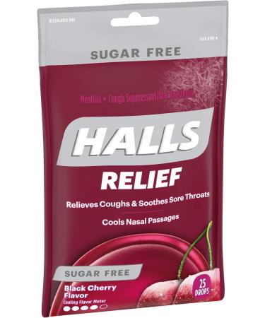 Halls Relief Sugar Free Cough Drops BLACK CHERRY 25 Count BLACK CHERRY 25 Count (Pack of 1) - Buy Online on GoSupps.com