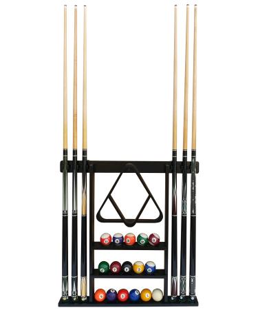 Flintar Wall Cue Rack, Premium Billiard Pool Cue Stick Holder, Made of Solid Hardwood, Improved Direct Wall Mounting, Cue Rack Only (Cues, Balls and Ball Rack not Included) Black