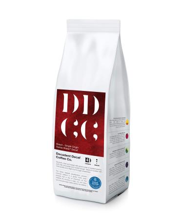Decaffeinated Brazilian Ground Coffee 227g - For French Press Cafetiere Filter Drip V60 Aeropress - Brazil Swiss Water Decaf Process - Decadent Decaf Coffee Company - Strength 4