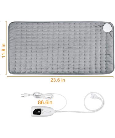 Electric Heating Pad for Back Pain Relief - 12x24 - Dry & Moist Heat Therapy - Auto Shut Off - Light Gray - Buy Online on GoSupps.com