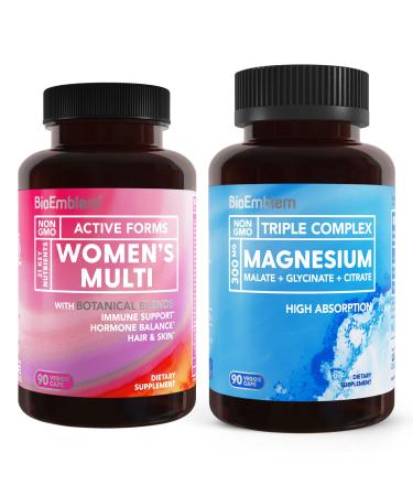 BioEmblem Women's Triple Magnesium Complex and Multivitamin fro Cardiovascular Health and Nutritional Needs