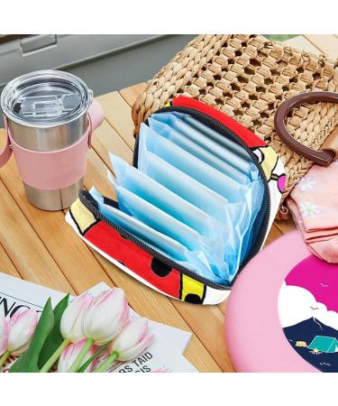 Menstruation Pocket Bag for Women & Girls - Zippered Tampon Organizer with Cartoon Ladybugs & Colorful Flowers | Stylish & Practical - Buy Online on GoSupps.com