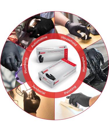 1st Choice Black Nitrile Industrial Disposable Gloves - 6 Mil, Latex & Powder-Free, Food-Safe, Textured - Large (Pack of 100) - Buy Online on GoSupps.com