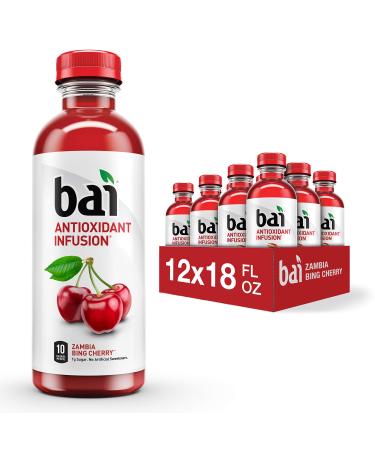 Bai Flavored Water, Zambia Bing Cherry, Antioxidant Infused Drinks, 18 Fluid Ounce Bottles, 12 count Zambia Bing Cherry 18 Fl Oz (Pack of 12)