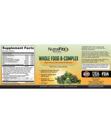 Vitamin B Complex Whole Food Supplement - Vegan 120 Capsules for Stress, Energy, and Immune Support - Buy Online on GoSupps.com