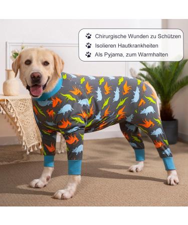 AXCIMOND Dog Recovery Suit for Dogs - Long-Sleeved Post-Op Wound Protection for Male & Female - 2XL Gray Dinosaurs - Alternative to Neck Collars - Buy Online on GoSupps.com