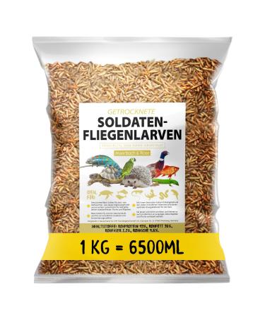 Soldier fly larvae dried 1kg (corresponds to 6.5 liters) Black Soldier Flys bird feed hedgehog feed with insects fish feed protein -rich snack for reptiles and turtles 1 kg (1 Pack) - Buy Online on GoSupps.com