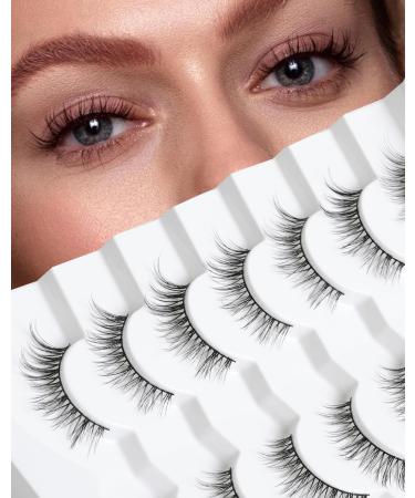 False Lashes Mink Natural Lashes Fluffy Lashes Airy Volume Lashes Natural Look 3D Eyelashes 12mm C Curl Lashes 7 Pairs D8 D8 Lightweight Look-12mm - Buy Online on GoSupps.com