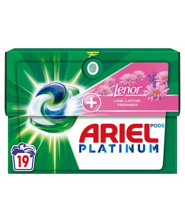 Ariel All-in-1 PODS Laundry Detergent Washing Liquid Tablets / Capsules 76 Washes (4x19) Washes Platinum + Touch of Lenor Long Lasting Freshness Deep Down Clean And Extra Freshness Platinum + Touch of Febreze