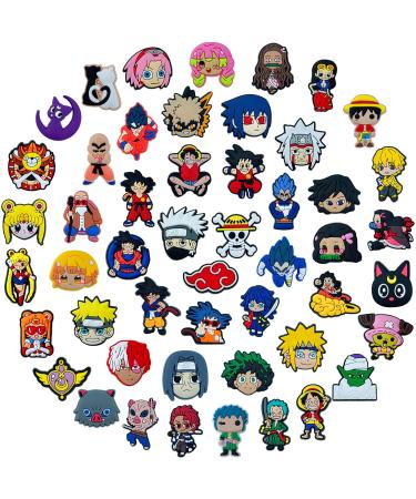 hitioCC 50 Pcs Cute Cartoon Anime Shoe Charms for Boys Girls, Cool Shoe Charms for Kids Men, Crock Charms for Bracelets Sandals Decoration Accessorie. 50 Cute Anime