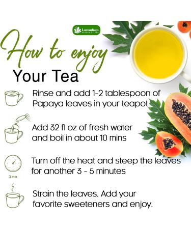 Lavendium Premium 453g (16oz) Natural Papaya Dried Leaves 100% Natural & Pure from Papaya Leaves Papaya Leaf Tea Papaya Loose Leaf Herbal Tea No Additives No Caffeine Vegan Papaya 16oz - Buy Online on GoSupps.com