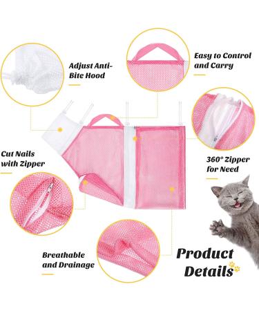 4-Piece Cat Grooming Bath Bag Set with Gloves and Nail Clippers - Perfect for Cats & Dogs Bathing and Nail Trimming - Buy Online on GoSupps.com