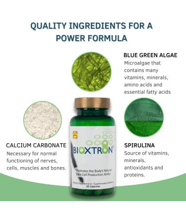 Bioxtron Natural Stem Cell Supplement Capsules - Blue Green Algae Spirulina Energy Support - 60 Capsules 60 Count (Pack of 1) Capsules - Buy Online on GoSupps.com