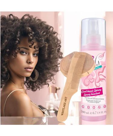 Bundle of Wooden Hair Comb - 18cm - 17g - Pale and Curl Boost Spray - Weightless Leave-In Spray for Frizz-Free Shi Pack of 3 - Buy Online on GoSupps.com
