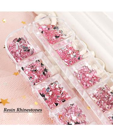 Nail Art Gems Nail Gems 2 Plates Rhinestones for Nail Art 2 Colors 12 Grids Different Shape 3D Nail Art Gems with Rhinestone Picker Dotting Pen for Beginners Nails Salon Craft Style1 red - Buy Online on GoSupps.com