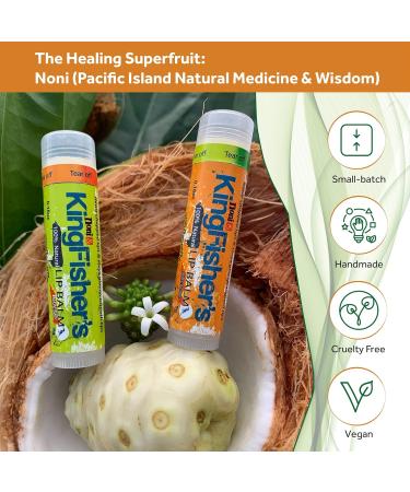 Natural Noni Lip Balm by Kingfisher's Noni Ultra-Hydrating Island Care with Virgin Coconut Oil (Pack of 2) (1 Sweet Orange & 1 Mint) 1 Sweet Orange and 1 Mint - Buy Online on GoSupps.com