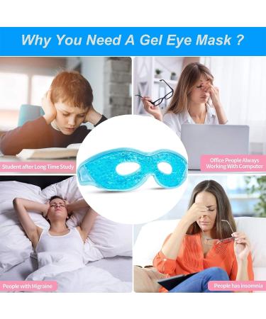 Reusable Gel Eye Mask for Puffiness/Dark Circles/Headaches/ Stress Relief - Hot/Cold Therapy for Eyes - 2PCS Blue Gel Bead Eye Mask - Buy Online on GoSupps.com