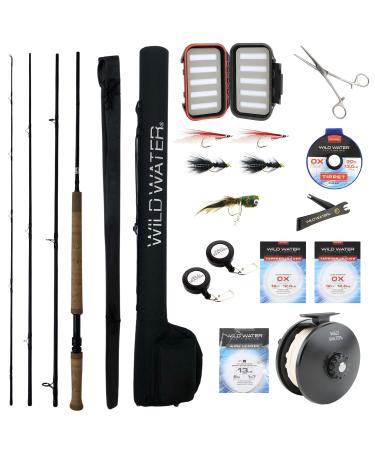 Wild Water Fly Fishing 11 Foot 4-Piece 7-Weight Switch Rod Complete Fly Fishing Rod and Reel Combo Starter Package for Bass and Pike