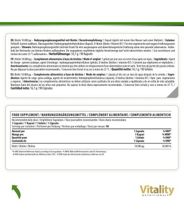 Buy Biotin 1000MCG - High Dose Vegan Capsules for Healthy Hair Skin & Nails | 90 pcs Vitality Nutritionals by VitaminExpress - Buy Online on GoSupps.com