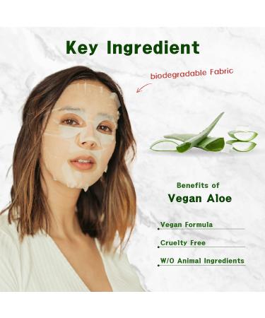 Purederm Vegan Aloe Face Sheet Masks (12 Packs) for Dry, Dehydrated, and Dull Skin - Hydrating, Moisturizing, Brightening, and Soothing Beauty Mask for All Skin Types - Aloe Vera 12 Pack - Buy Online on GoSupps.com