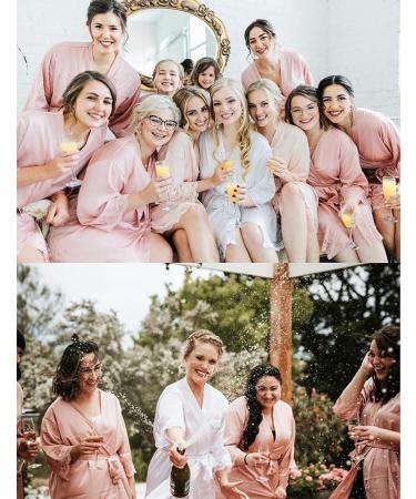 BESDEL Women's Satin Silk V-Neck Kimono Robe - XS Peach - Buy Online on GoSupps.com