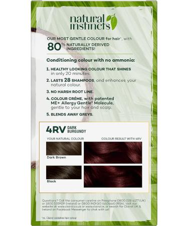 Clairol Natural Instincts Semi-Permanent No Ammonia Hair Dye 4RV Dark Burgundy - 1 Count - Buy Online on GoSupps.com
