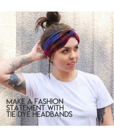CHARM Womens Tie-Dye Head Wrap - Fashion Turban Headband Hippy Yoga Hairband Twist Knot Festival Hair Band A - Buy Online on GoSupps.com