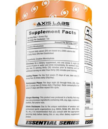 Shop Axis Labs Micronized Creatine Monohydrate - 100 Servings Boost Strength & Muscle Growth Mineral Supplement for Enhanced Size - Buy Online on GoSupps.com