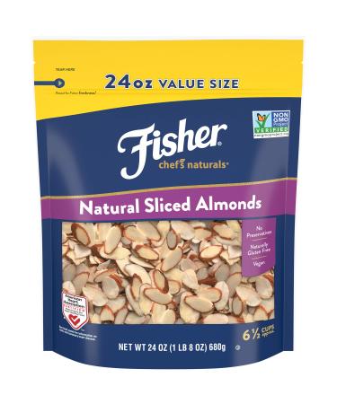Fisher Sliced Almonds, 24 Ounces, Unsalted, No Preservatives, Naturally Gluten Free, Non-GMO, Keto, Paleo, Vegan Friendly 24 Ounces Sliced