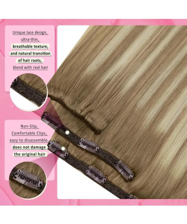 Youngsee Clip In Extensions - Real Hair Ombre 50cm Balayage Medium Brown & Platinum Blonde - 120g 7pcs - Premium Quality Hair Extensions - Buy Online on GoSupps.com