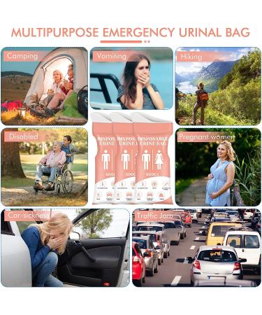 DIBBATU Disposable Urinal Bag 12/24 Pcs 800ML - Portable Unisex Urine Bag for Camping, Travel, Traffic Jams - Pink (12 Pack) - Buy Online on GoSupps.com