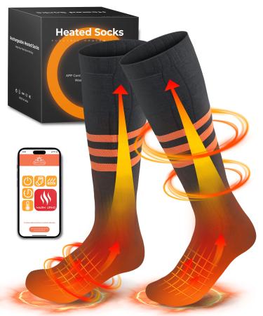 Heated Socks for Men Women, Warm Winter Socks,Cold Weather Thermal Socks Foot Warmers for Hunting Skiing Camping, TUTIVAC 9-14 Black