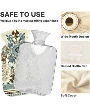 NAANLE Striped Boho Paisley Hot Water Bottle - 1L Transparent Heat & Cold Therapy for Bed Hand & Foot Pain Relief - Buy Online on GoSupps.com