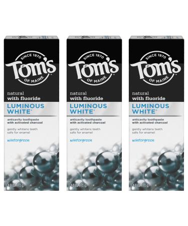 Tom's of Maine Luminous White Toothpaste with Charcoal Wintergreen 4 oz. 3-Pack (Packaging May Vary)