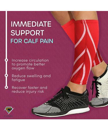 Gemx Calf Compression Sleeve (1 Pair) - Breathable Neoprene Fabric Shin Support for Running, Cycling, and Hiking - Men & Women - Blue - Buy Online on GoSupps.com
