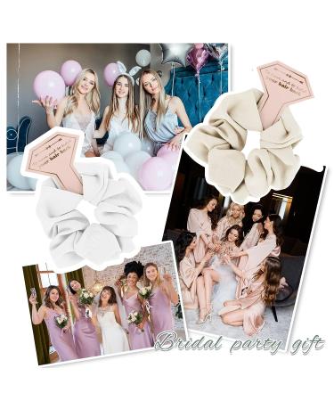 Loanzeg Satin Bridesmaid Scrunchies Set - 6 Pack Bachelorette Hair Ties for Wedding Party Favors - Bridal Shower Gift in White and Sage Green - Buy Online on GoSupps.com